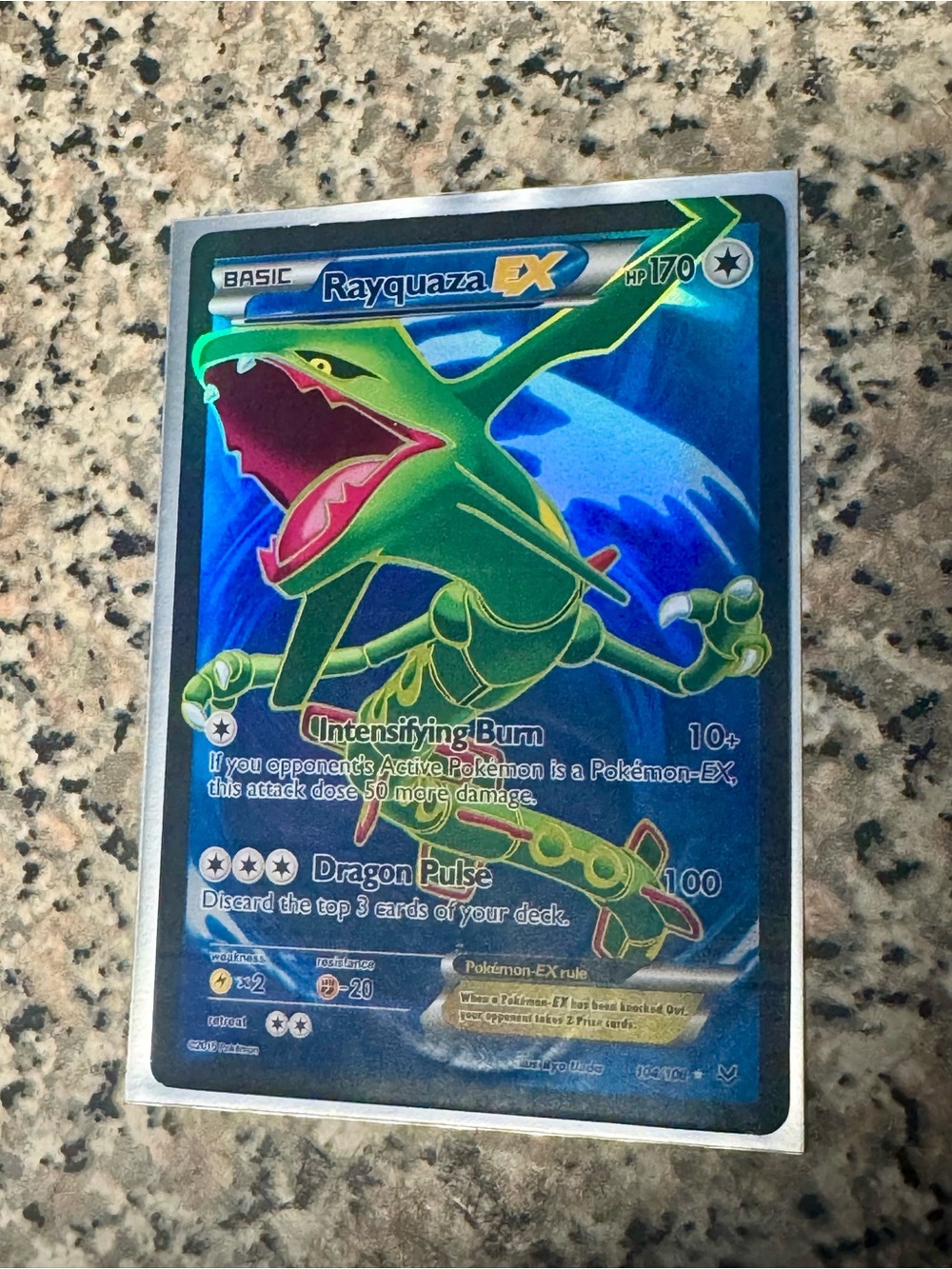 Pokemon Rayquaza EX Holo Card - Green & Blue